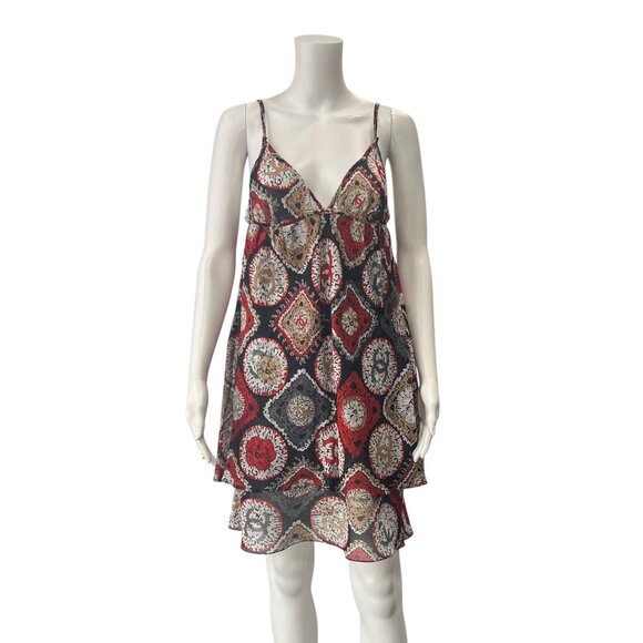 Chanel 09P Red Geometric CC Mini Flouncy Patch Dress sz IT 40/4 (altered length) - Picture 1 of 9